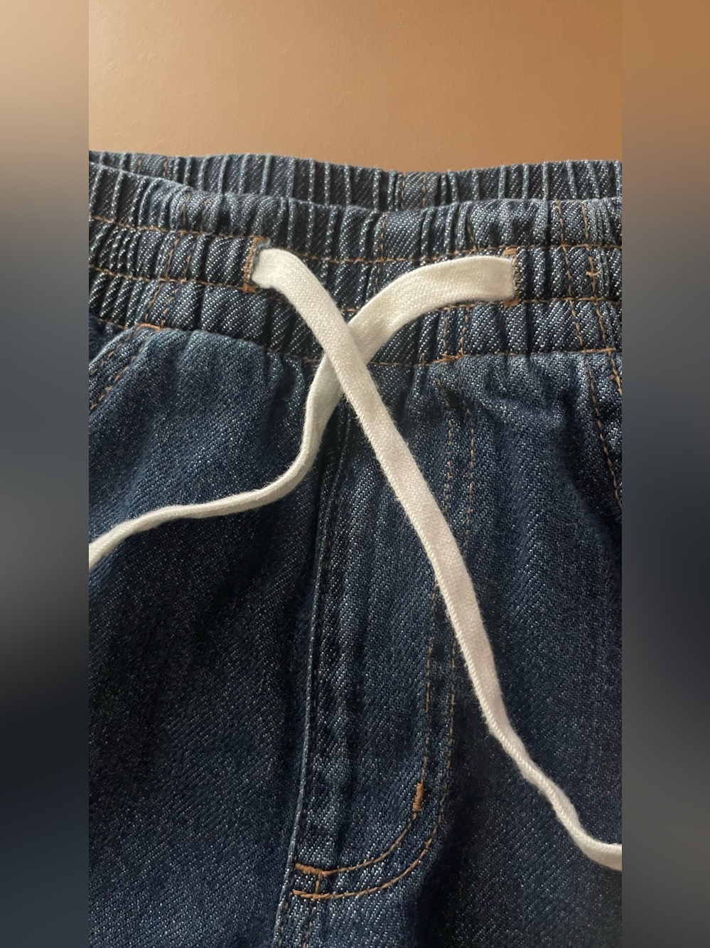 Wide Leg Drawstring Jeans - Blue - Picture 7 of 7